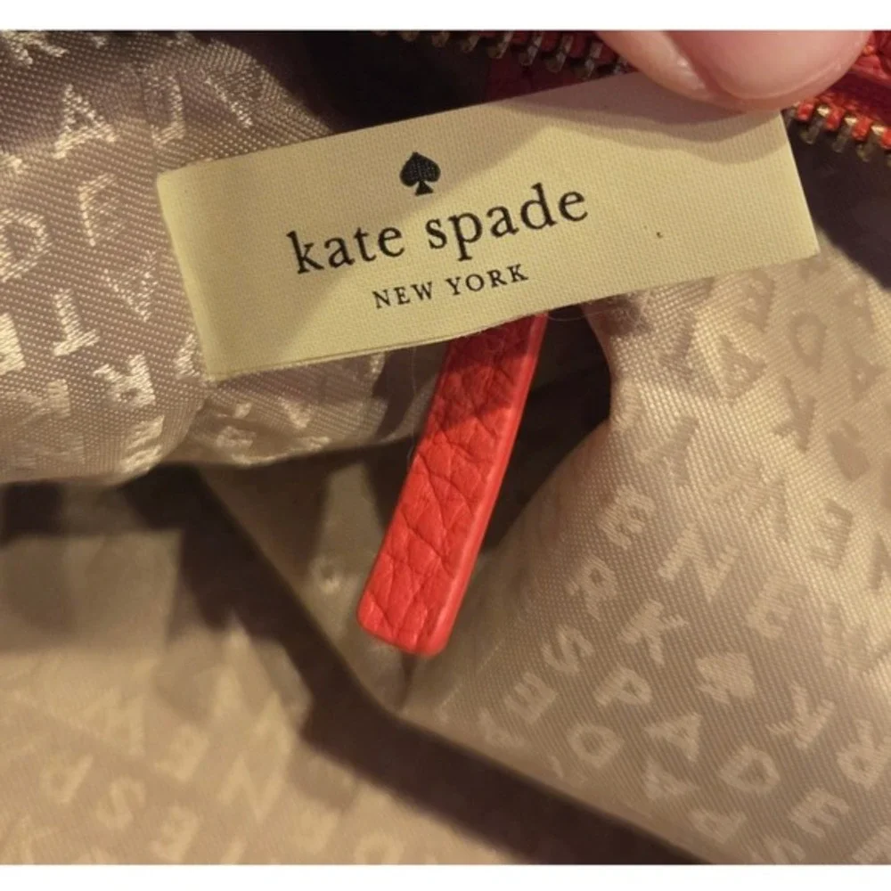 Kate Spade NY Grant‎ Park Hadlen Pebbled Leather Satchel Crossbody Bag Coral Red